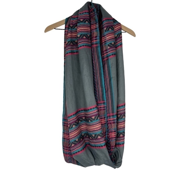 CAPELLI Scarf Infinity Aztec Southwestern Embroidered Boho Sheer Lightweight NWT - Picture 2 of 14